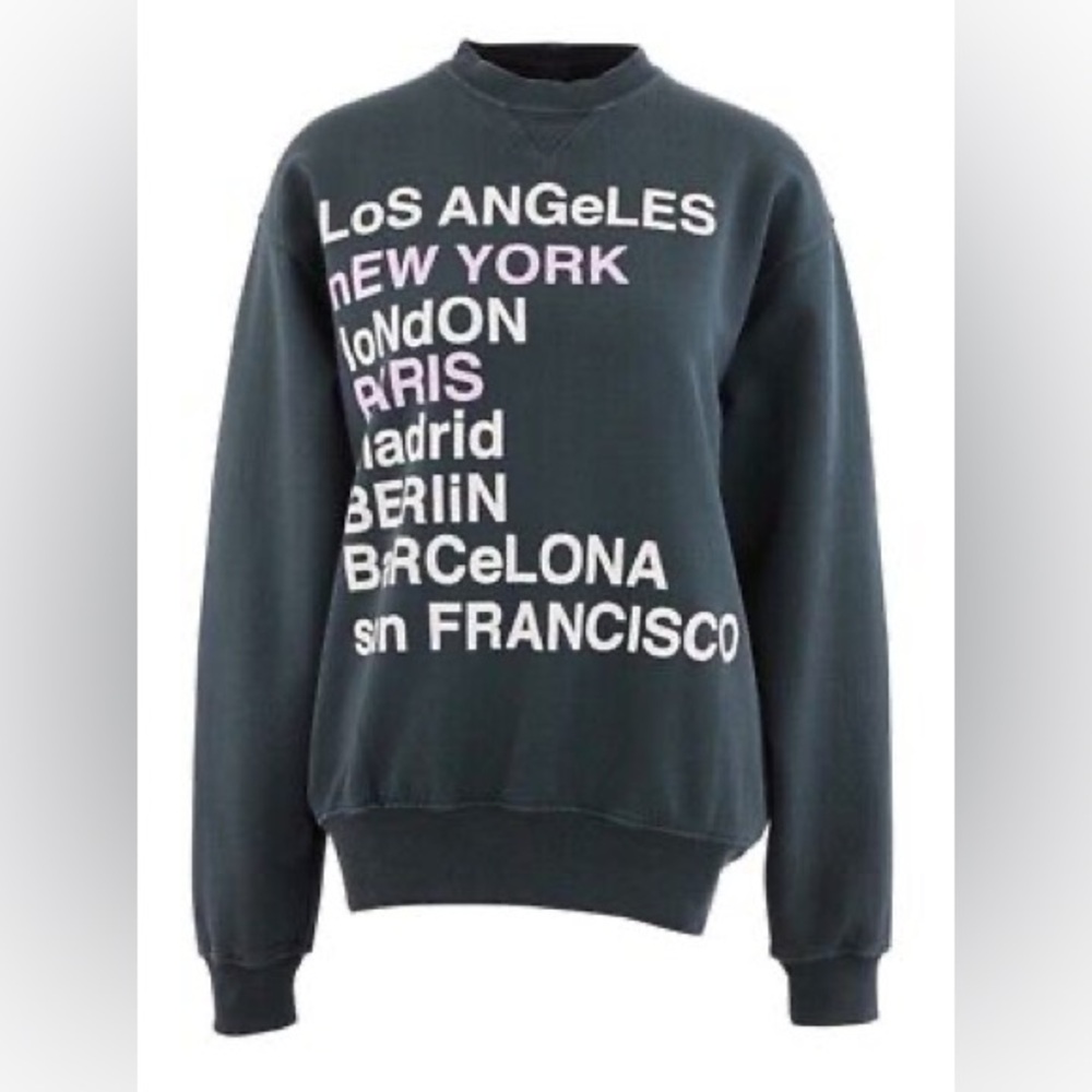 Anine Bing City Love Sweatshirt Charcoal Size M - Picture 3 of 11